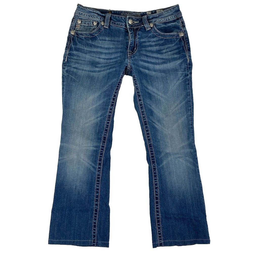 Miss‎ Me Bootcut Jeans Women's Medium Wash Blue Size 29 (Hemmed)
